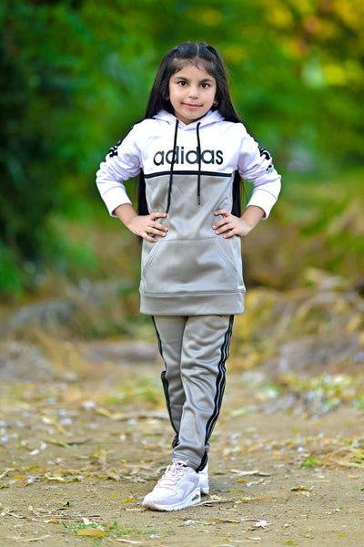 Adi Premium Tracksuit Grey White